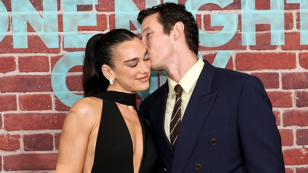 Glamorous Dua Lipa and Callum Turner pack on the PDA as they make first red carpet appearance as a married couple at the One Night Only premiere in NYC