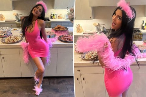 Kylie Jenner goes full ‘princess kitty’ in hot pink latex and ostrich feathers at 29th birthday party