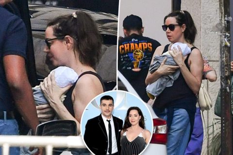 Aubrey Plaza seen with newborn for first time since welcoming baby with Christopher Abbott