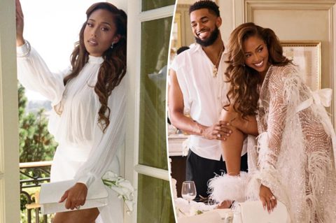 Jordyn Woods launches bridal collection with white lucky Knicks bag