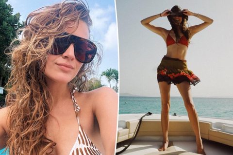 Kelsea Ballerini flaunts her abs in red bikini as she rings in her 33rd birthday