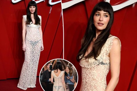Dakota Johnson dons sheer lace dress, peekaboo lingerie at ‘Verity’ London premiere