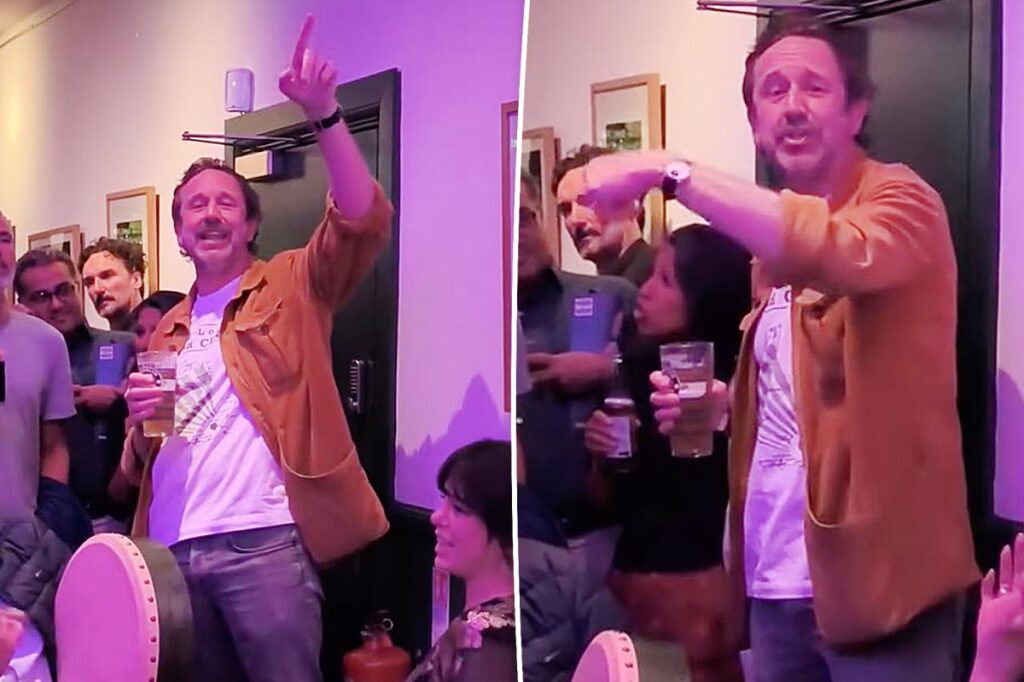 Chris O’Dowd shocks fans as he sings along with band in London pub