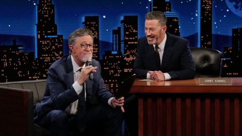 Colbert Shaves His Beard Off, Talks Emmys and ‘Lord of the Rings’ Movie on ‘Jimmy Kimmel Live!’
