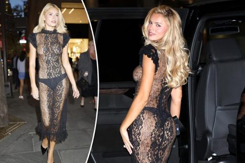 Sports Illustrated swimsuit model Brooks Nader sizzles in daring sheer lace dress in NYC
