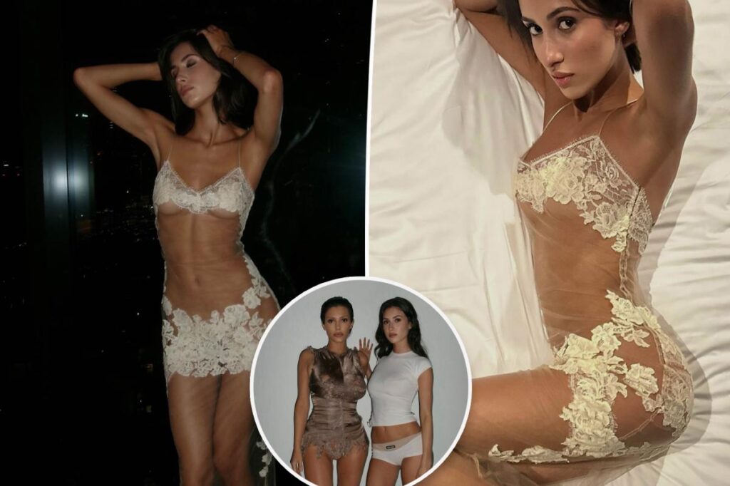 Angelina Censori mimics sister Bianca in barely-there gown