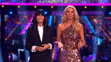 Tess Daly and Claudia Winkleman open their last ever Strictly live show as Karen Carney secures the first 40 of the night during live finale