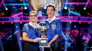 Ex-Lioness Karen Carney roars to Strictly victory as she lifts the Glitterball trophy while Tess Daly and Claudia Winkleman waltz off with tribute from Queen Camilla