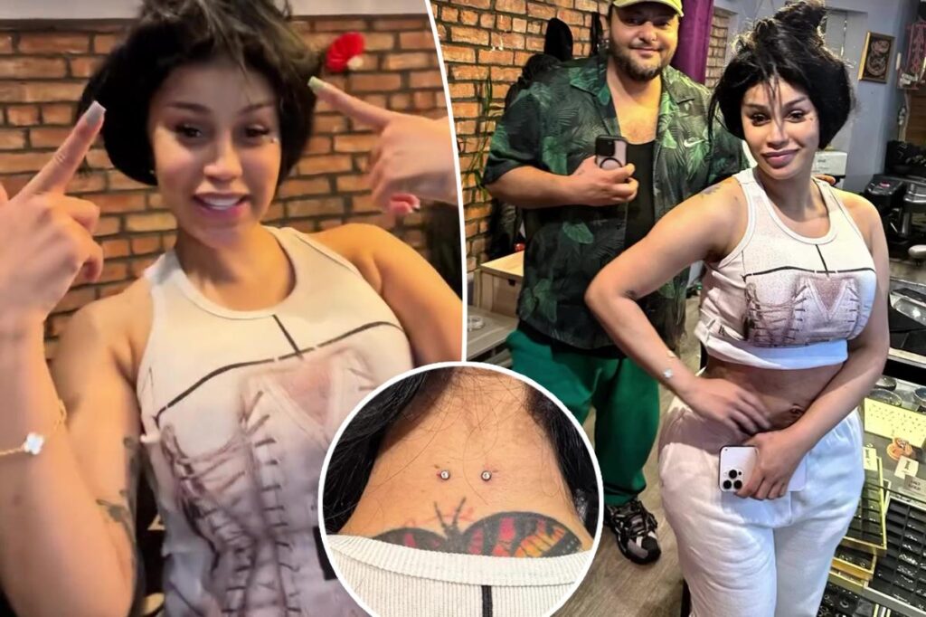 Cardi B gets wild new neck and back piercings — see the video