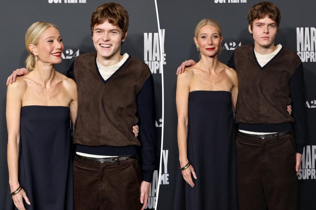Gwyneth Paltrow’s son, Moses, makes red carpet debut at ‘Marty Supreme’ premiere