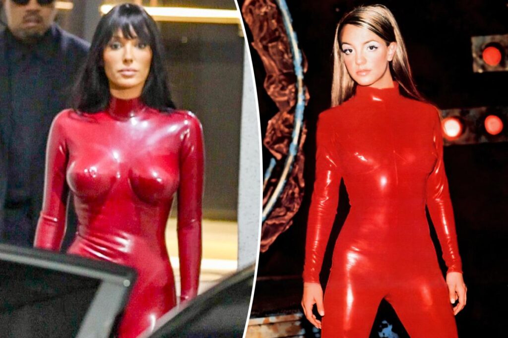 Bianca Censori channels Britney Spears’ ‘Oops!… I Did It Again’ catsuit in her most covered-up look yet