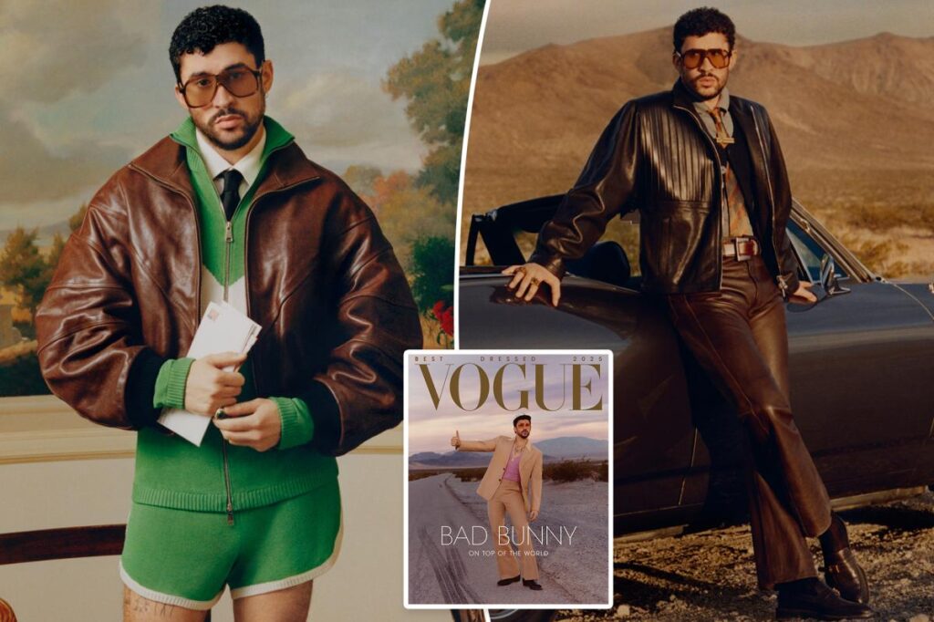 Bad Bunny poses in a Dior dress for Vogue Best Dressed cover