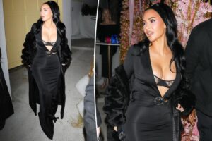 Kim Kardashian wears lace bra, Gucci gown to holiday party