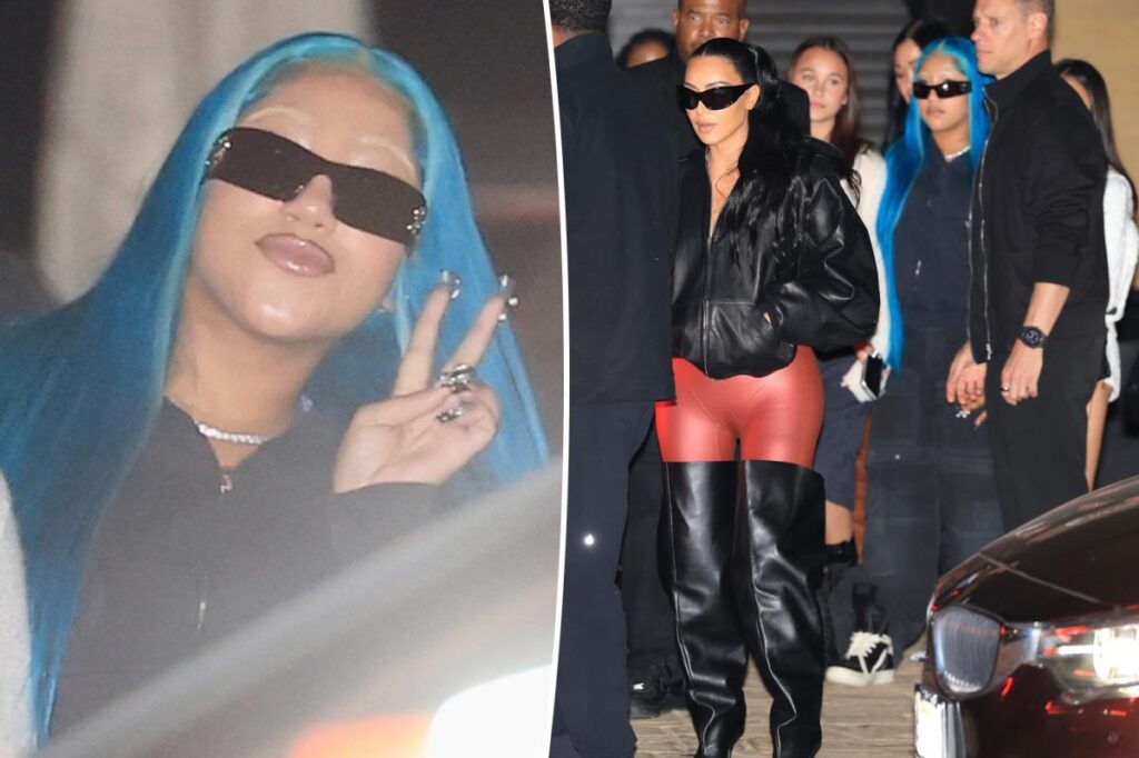 North West shows off her bleached eyebrows during night out with mom Kim Kardashian