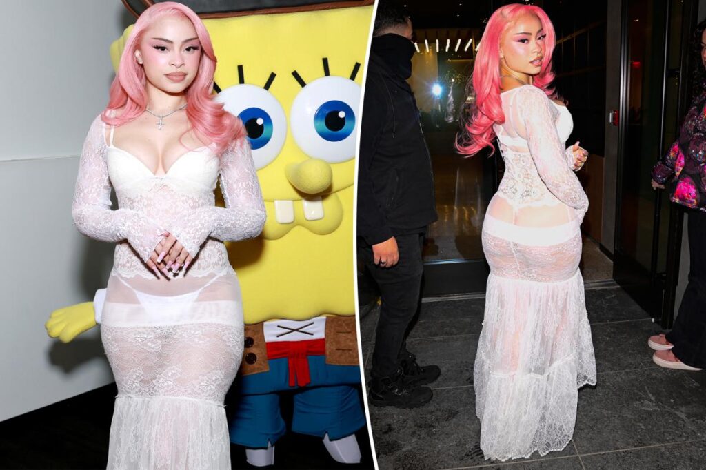 Ice Spice wears sheer Blumarine dress and thong to ‘SpongeBob Movie’ screening
