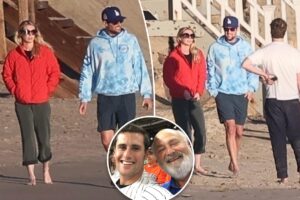 Somber Jake Reiner spotted on beach walk with girlfriend following parents Rob and Michele’s tragic deaths