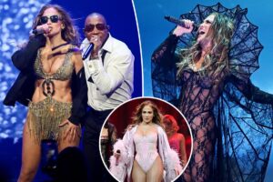 J.Lo makes Vegas debut with totally sheer spiderweb catsuit and surprise Ja Rule performance