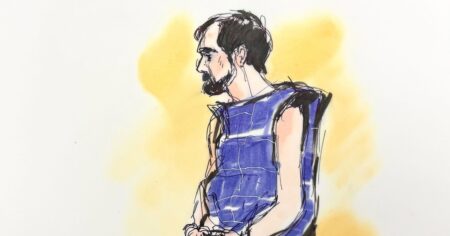 Nick Reiner Wears Blue Suicide Prevention Vest, Looks Disgruntled in Courtroom Sketch