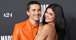 Timothee Chalamet Blushes While Shouting Out Kylie Jenner’s New Movie ‘The Moment’