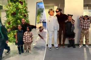 Kim Kardashian fails to wrangle all four kids into family Christmas photo: ‘I really tried’