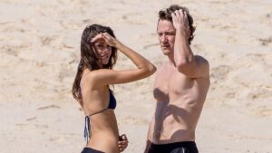 Kaia Gerber, 24, dons thong bikini for loved-up break with fellow nepo baby Lewis Pullman, 32