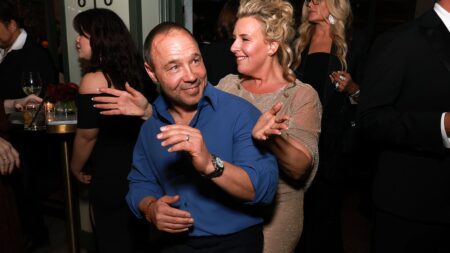 Stephen Graham and wife Hannah Walters get their groove on at the Netflix Golden Globes afterparty as he joins his Adolescence co-stars to celebrate a winning night of awards