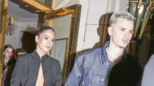 Romeo and Cruz Beckham put on a united front after brother Brooklyn’s astonishing statement as they enjoy a double date with their girlfriends Kim Turnbull and Jackie Apostel in Paris