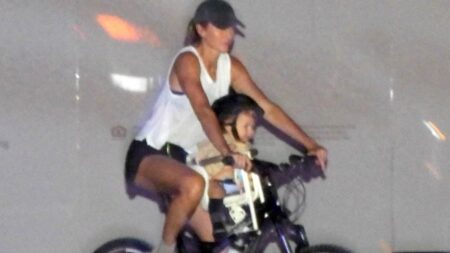 Gisele Bundchen takes baby son on family bike ride as she marks his milestone first birthday with emotional message
