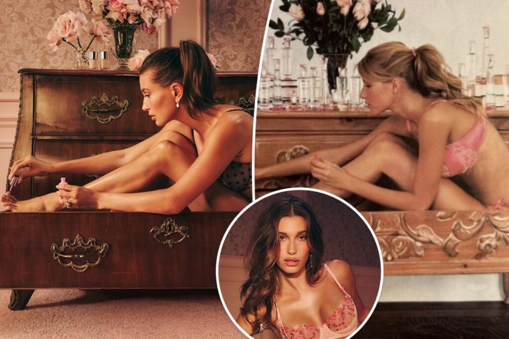 Hailey Bieber pays homage to iconic Gisele Bündchen shoot in new Victoria’s Secret ad