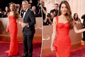 Amal Clooney channels Old Hollywood on Golden Globes 2026 red carpet
