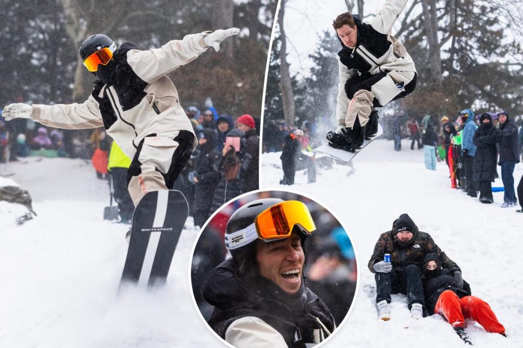 Olympian gold medalist Shaun White snowboarded in Central Park