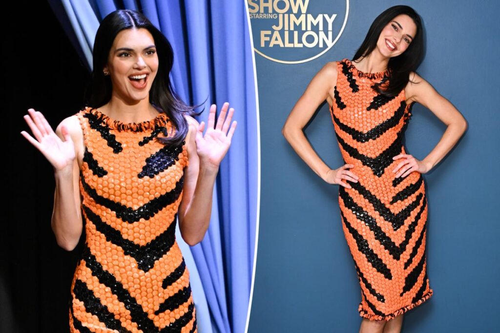 Kendall Jenner looks fierce in tiger-inspired Chanel sequins in ‘Tonight Show’ appearance