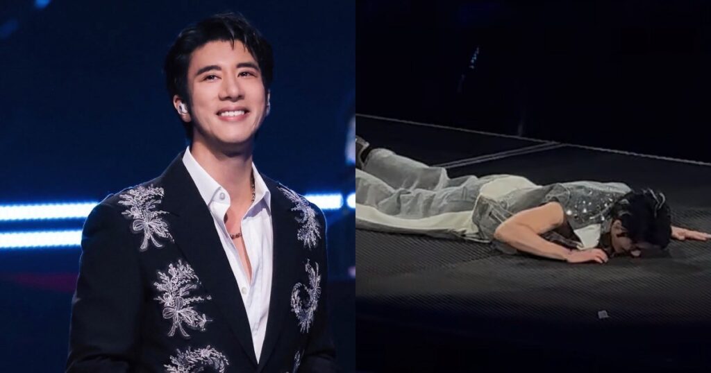 Wang Leehom stuck face-down on stage while singing after necklace gets caught in groove, Entertainment News