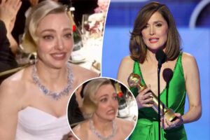 Amanda Seyfried grimaces as she loses Golden Globe to Rose Byrne