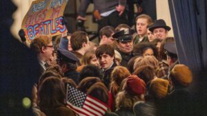 Beatlemania hits London as fans recreate New York hysteria 62 years later for upcoming biopic
