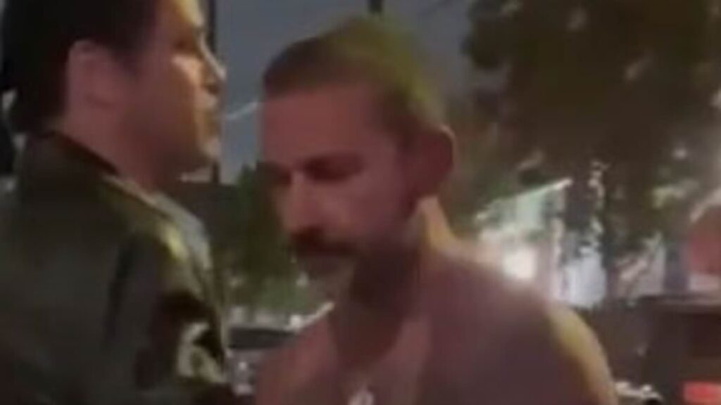 Shocking moment Shia LaBeouf HEADBUTTS man outside New Orleans bar in wild street brawl before getting arrested