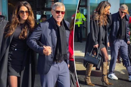 Amal Clooney brings the drama to Milan in leopard print boots ahead of Winter Olympics 2026