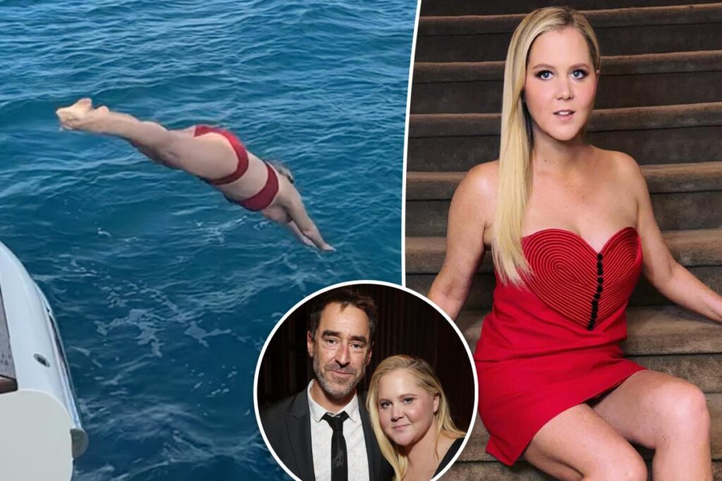 Amy Schumer makes a splash in red hot bikini after first solo Valentine’s Day since split
