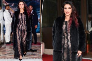 Priyanka Chopra wears sheer lace dress to promote ‘The Bluff’ in NYC