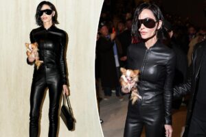 Demi Moore rocks dramatic bob haircut and all-leather look at Gucci fashion show