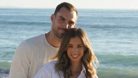 Sports Illustrated model Katie Austin reveals she is expecting a child with husband Lane Armstrong as mom Denise says she is ‘over the moon’