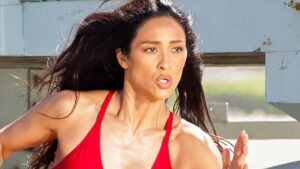Pretty Little Liars vet Shay Mitchell, 38, makes her Baywatch debut as she sizzles in a red swimsuit