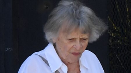 Screen legend who is one half of oldest living married couple in Hollywood makes rare outing at 96