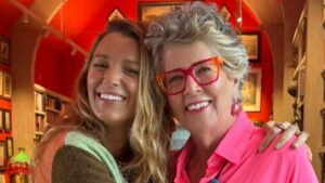 Blake Lively’s ‘best week’ in the Cotswolds: Star tries her hand at falcon holding (accessorised with Chanel), ‘crushes’ on her husband Ryan Reynolds and reunites with her idol Prue Leith during family trip