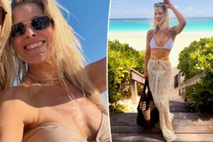 Ali Larter wore BaubleBar’s waterproof necklace set to the beach