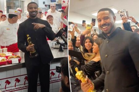 Michael B. Jordan swarmed at In-N-Out after Oscars 2026 win