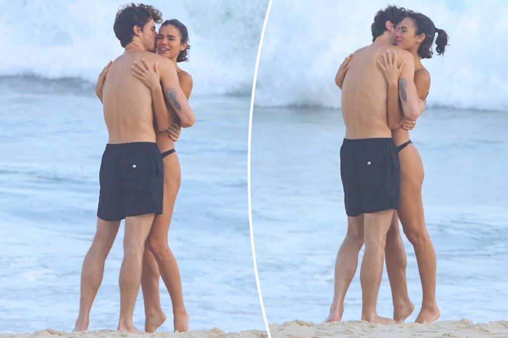 Shirtless Shawn Mendes packs on the PDA with bikini-clad girlfriend Bruna Marquezine