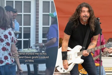 Foo Fighters frontman Dave Grohl surprises guests by serving BBQ at LA backyard bash