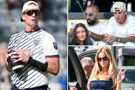 Justin Bieber, MGK, Brooks Nader and more spotted at Tom Brady’s Fanatics Flag Football Classic in LA