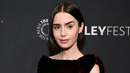 Emily In Paris star Lily Collins, 37, stuns in a daring cut-out dress as she poses on the red carpet at PaleyFest LA 2026
